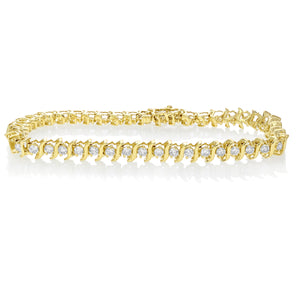 1.50 cttw SI2-I1 IGI Certified Diamond Bracelet 14K Yellow Gold S-Link 7 Inch