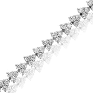 5 cttw Diamond 3 Stone Cluster Bracelet 14K White Gold Round Prong Set 7 Inch