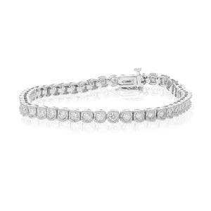 2 cttw Diamond Bracelet 14K White Gold Cushion with Milgrain