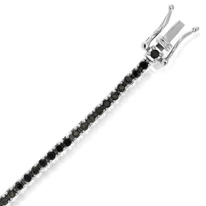 2 cttw Black Diamond Tennis Bracelet .925 Sterling Silver with Rhodium 7.5 Inch