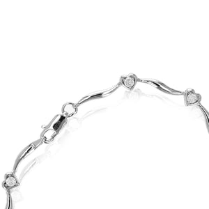 1/2 cttw Classic Diamond Bracelet 10K White Gold Round Prong Set Heart 7 Inch