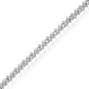 1/2 cttw Diamond Bracelet 10K White Gold Round Prong Set XOXO 7 Inch