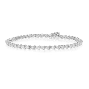 3 cttw Diamond Tennis Bracelet 14K White Gold Classic 3 Prong Round 7 Inch