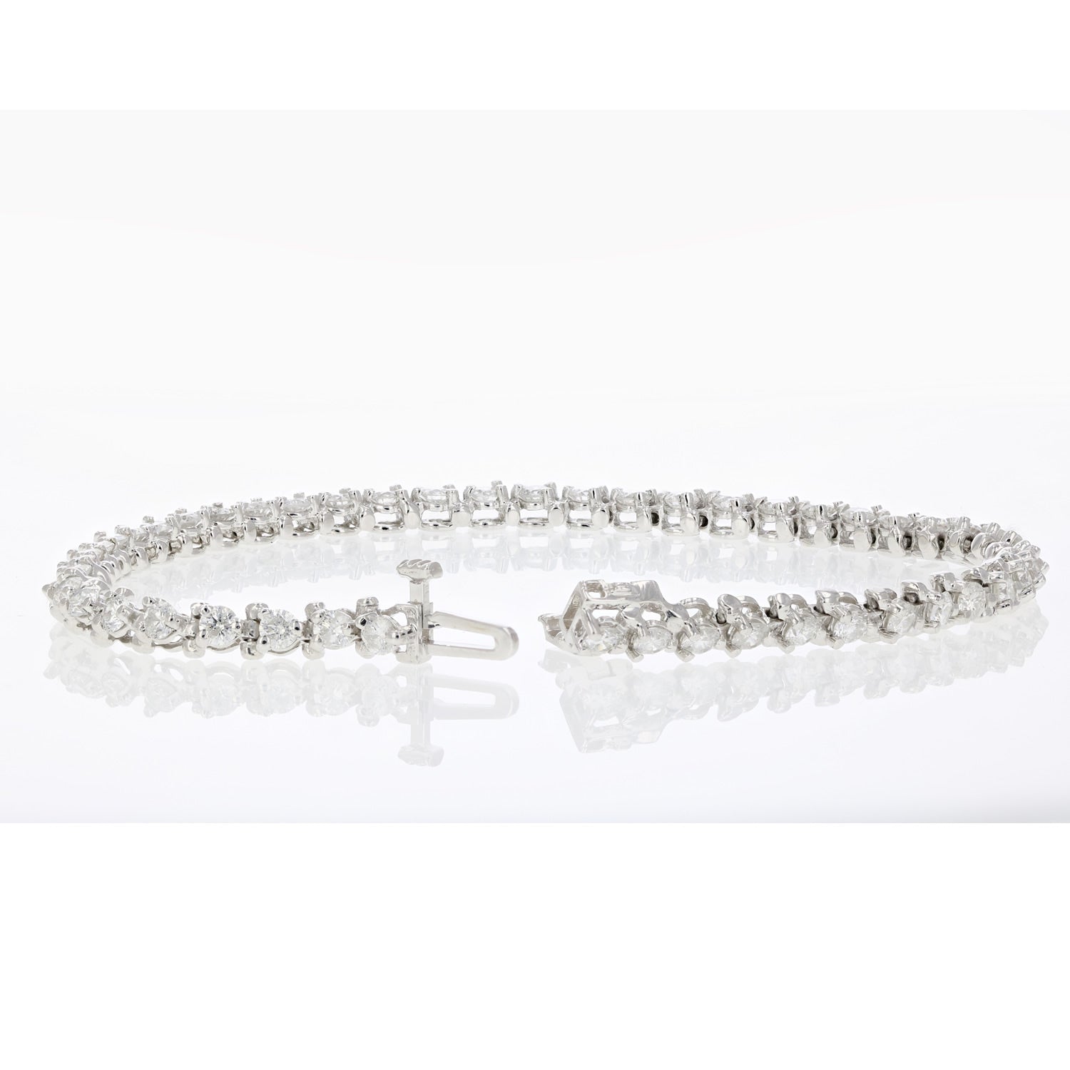 3 cttw Diamond Tennis Bracelet 14K White Gold Classic 3 Prong Round 7 Inch