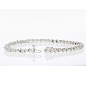 3 cttw Diamond Tennis Bracelet 14K White Gold Classic 3 Prong Round 7 Inch