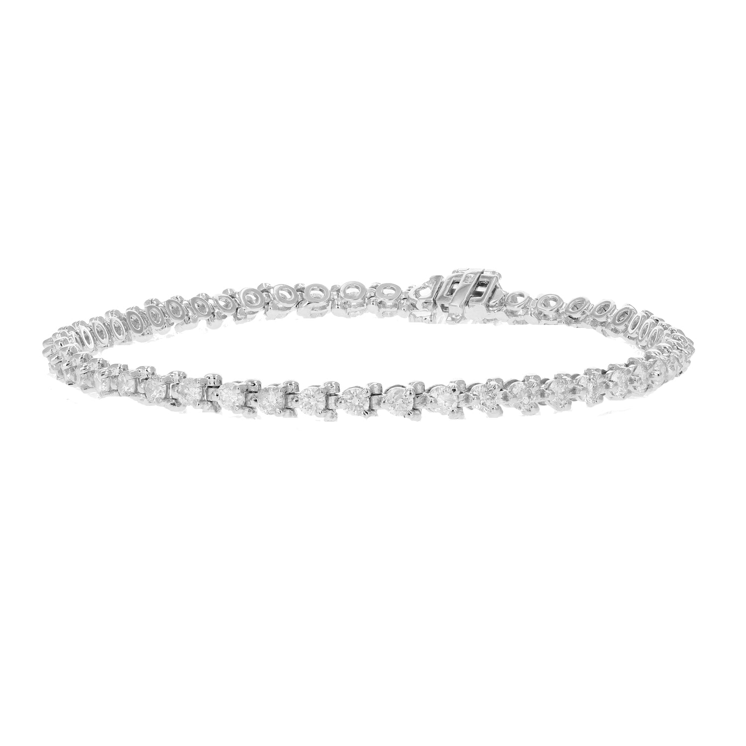 3 cttw I1-I2 Certified Diamond Bracelet 14K White Gold G-H 3 Prong Round 7 Inch