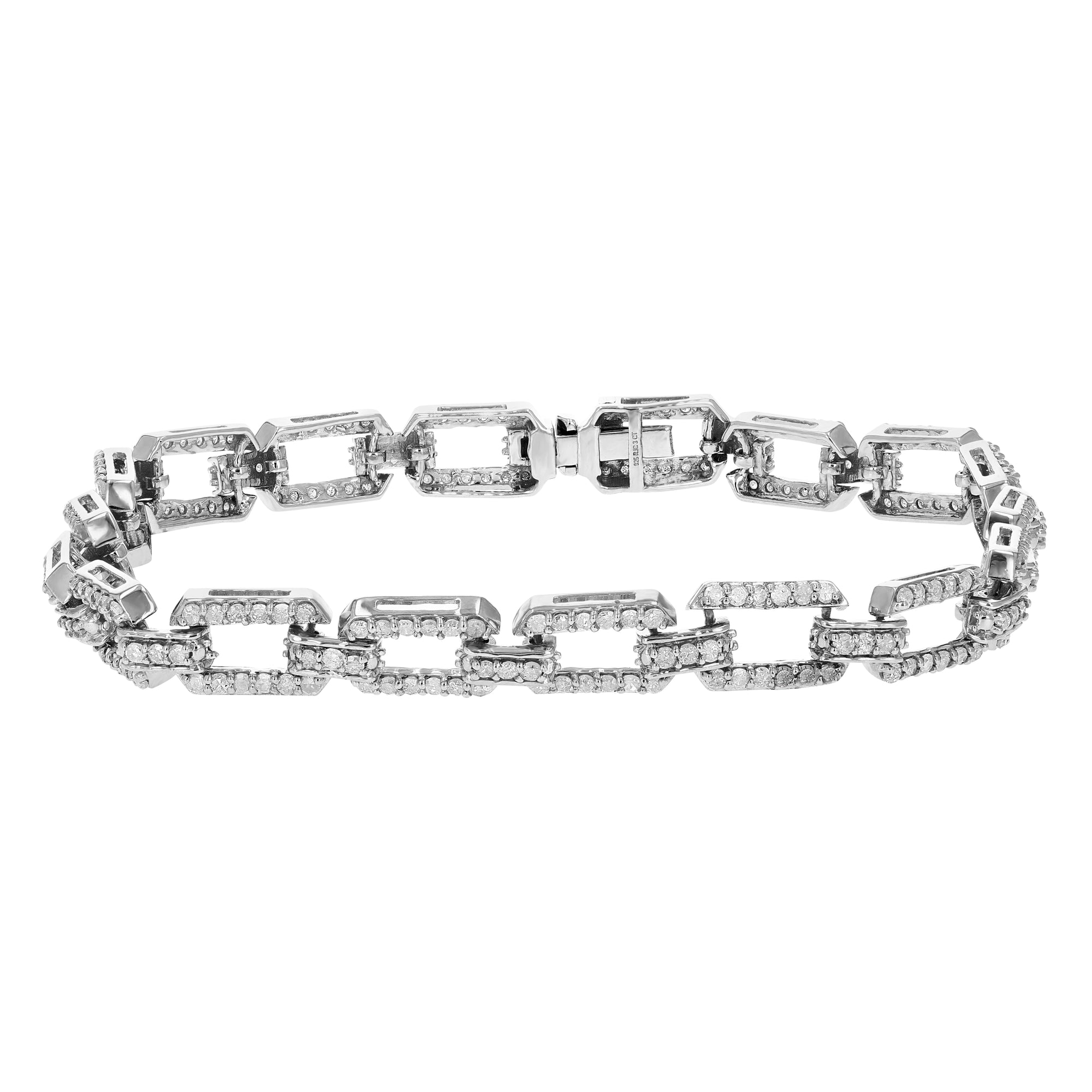 3 cttw Classic Diamond Bracelet .925 Sterling Silver Prong Set Round 7.75 Inch