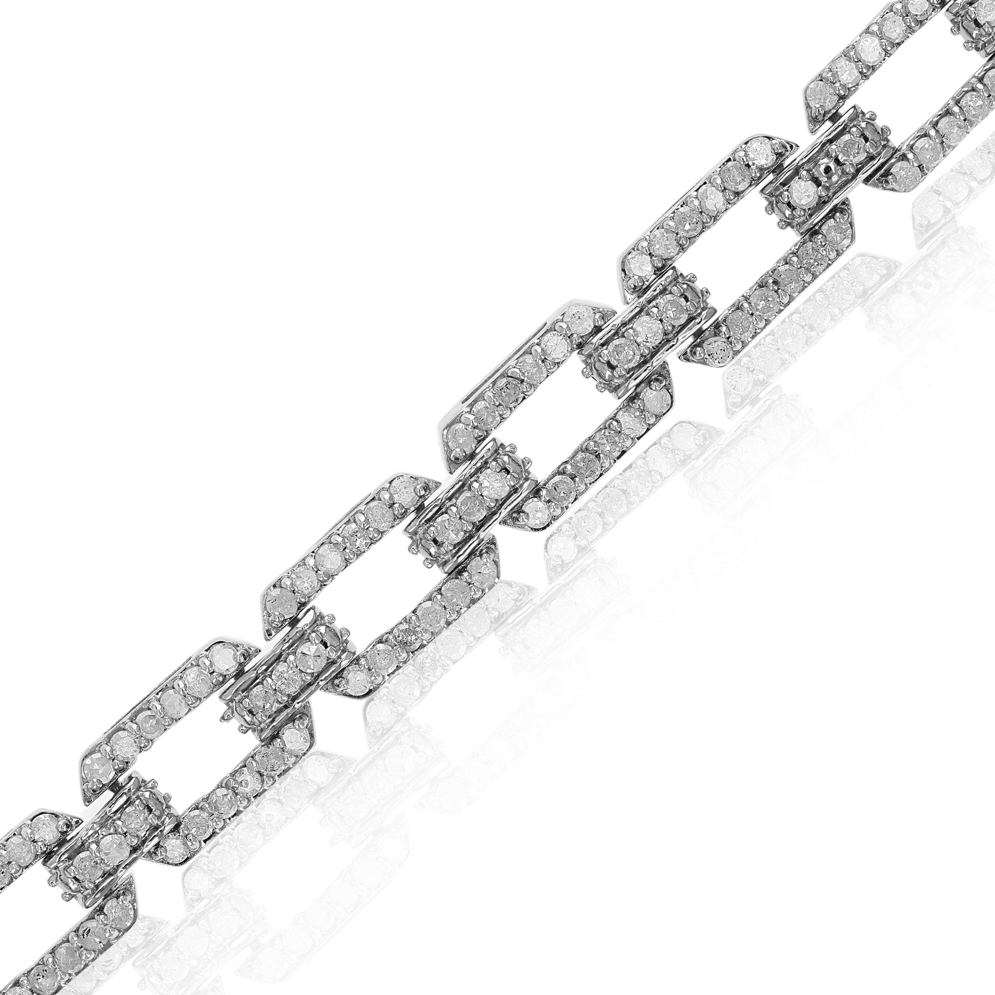 3 cttw Classic Diamond Bracelet .925 Sterling Silver Prong Set Round 7.75 Inch
