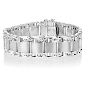 3.50 cttw Men's Diamond Bracelet Italian 18K White Gold VS2-SI1 Clarity 72 Grams