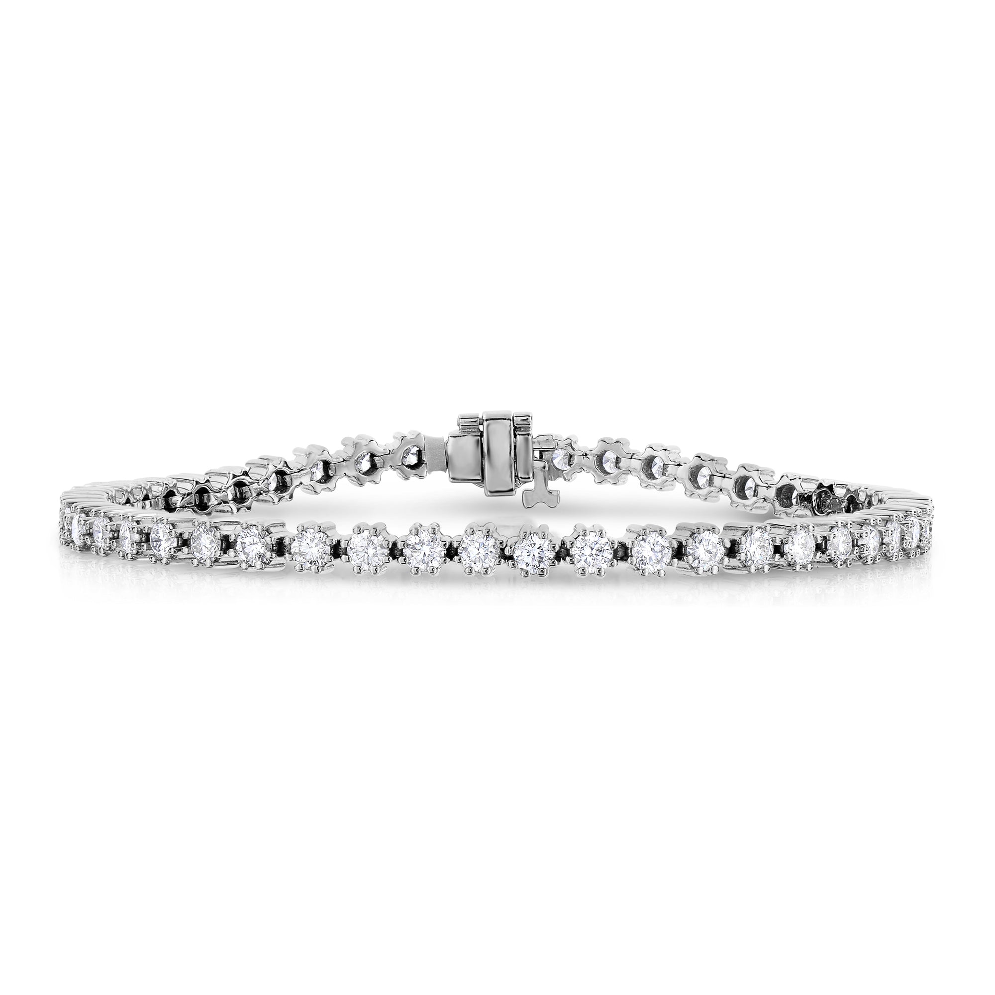 4 cttw Diamond Tennis Bracelet 14K White Gold Classic 8 Prong Round 7 Inch