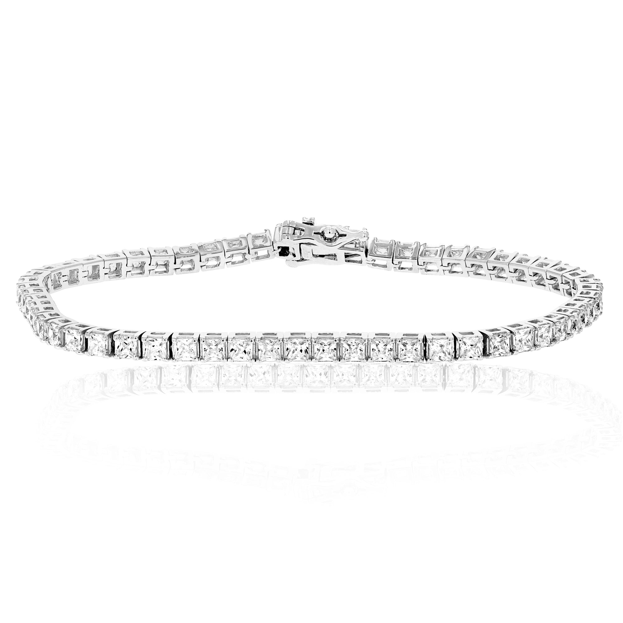 4 cttw SI2-I1 Princess Diamond Tennis Bracelet 14K White Gold 7 Inches Square