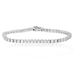 4 cttw SI2-I1 Princess Diamond Tennis Bracelet 14K White Gold 7 Inches Square