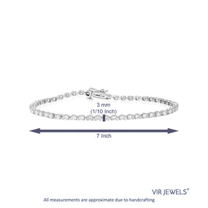 3 cttw 53 Stones Round Lab Grown Diamond Bracelet 14K White Gold Prong Set 7 Inch