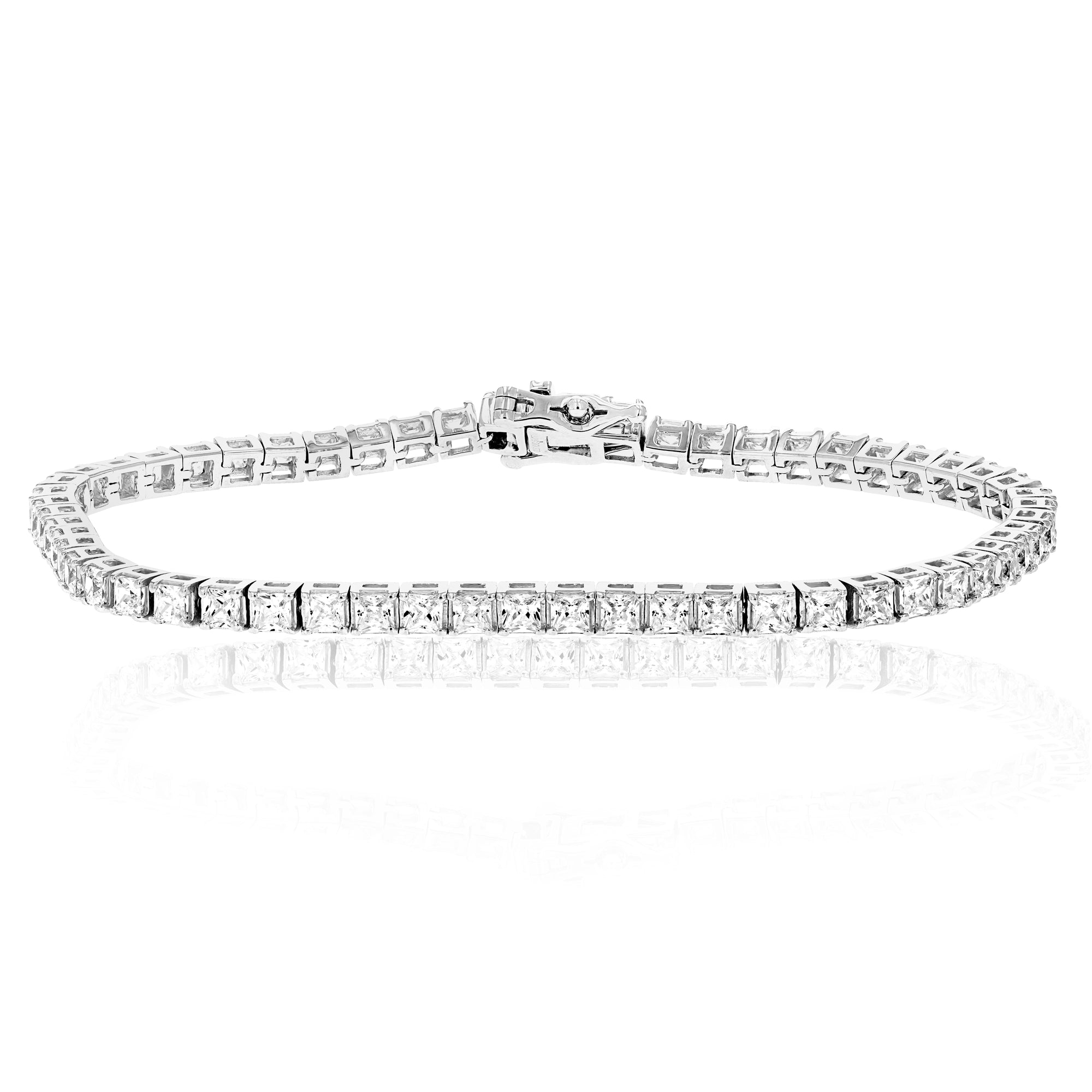 5 cttw SI1-SI2 Clarity Princess Diamond Tennis Bracelet 18K White Gold 7 Inches