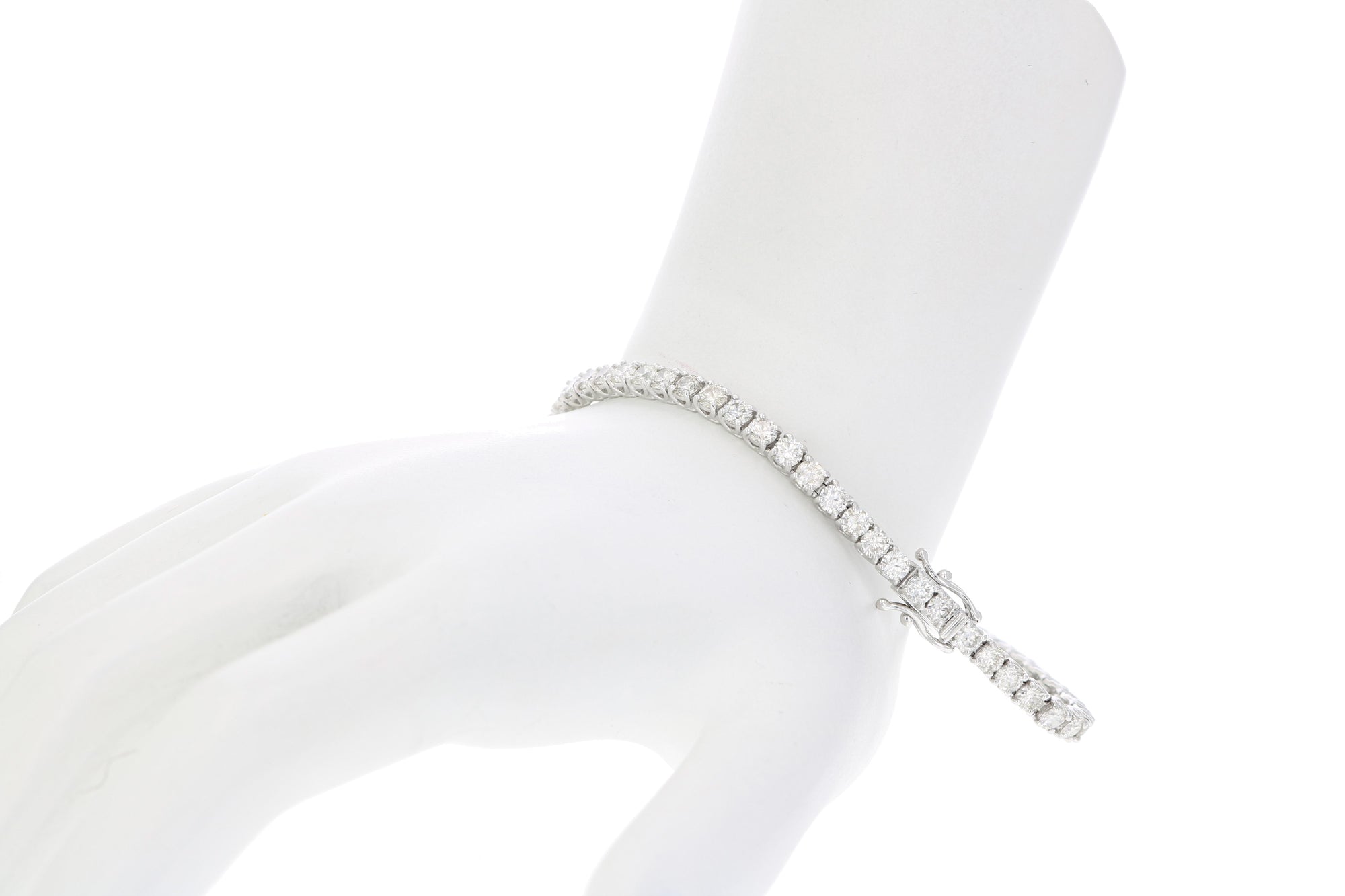 6 cttw I1-I2 Clarity Diamond Bracelet 14K White Gold Classic Round Prong 7 Inch