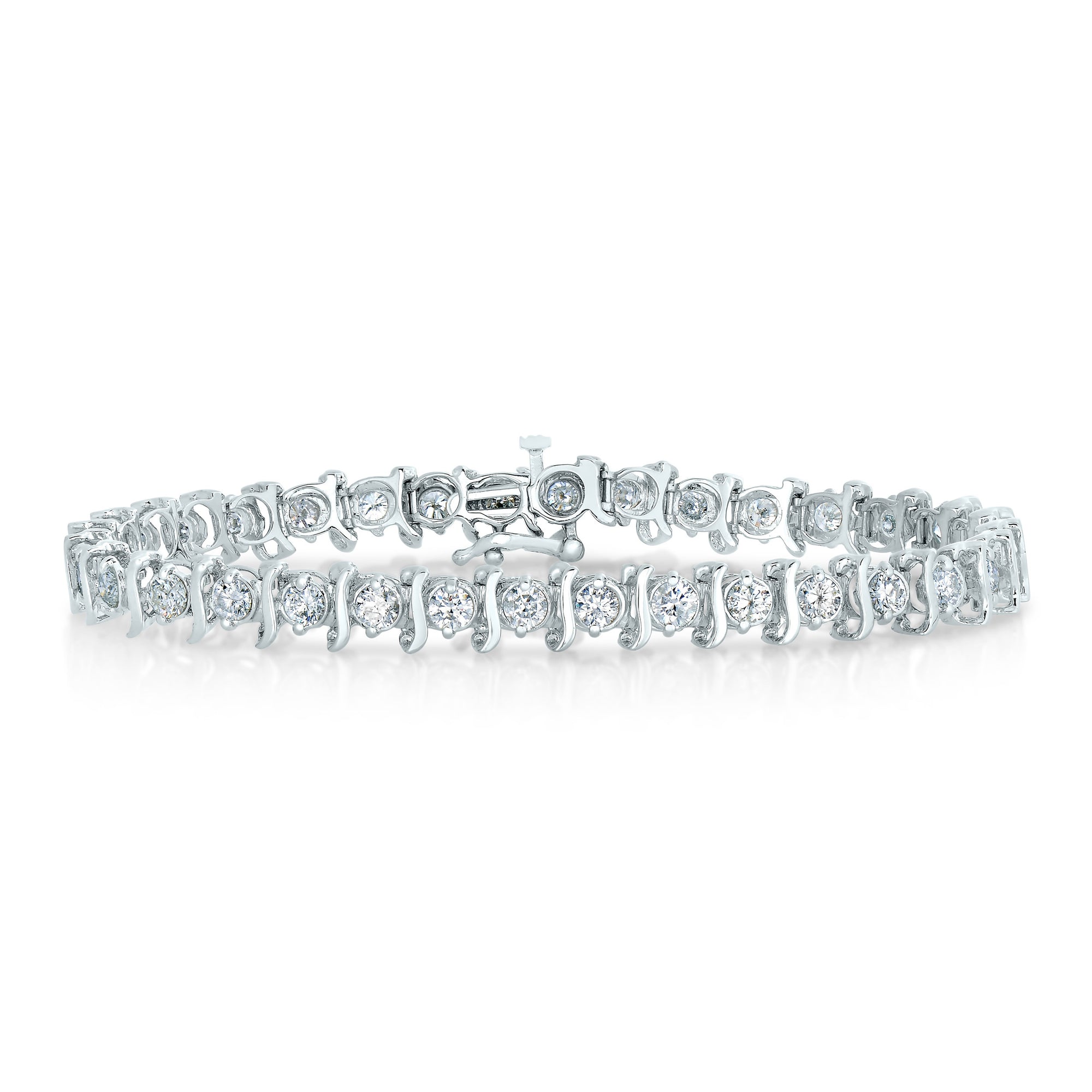 8 cttw I1 Clarity IGI Certified Diamond Bracelet 14K White Gold S-Link 7 Inch