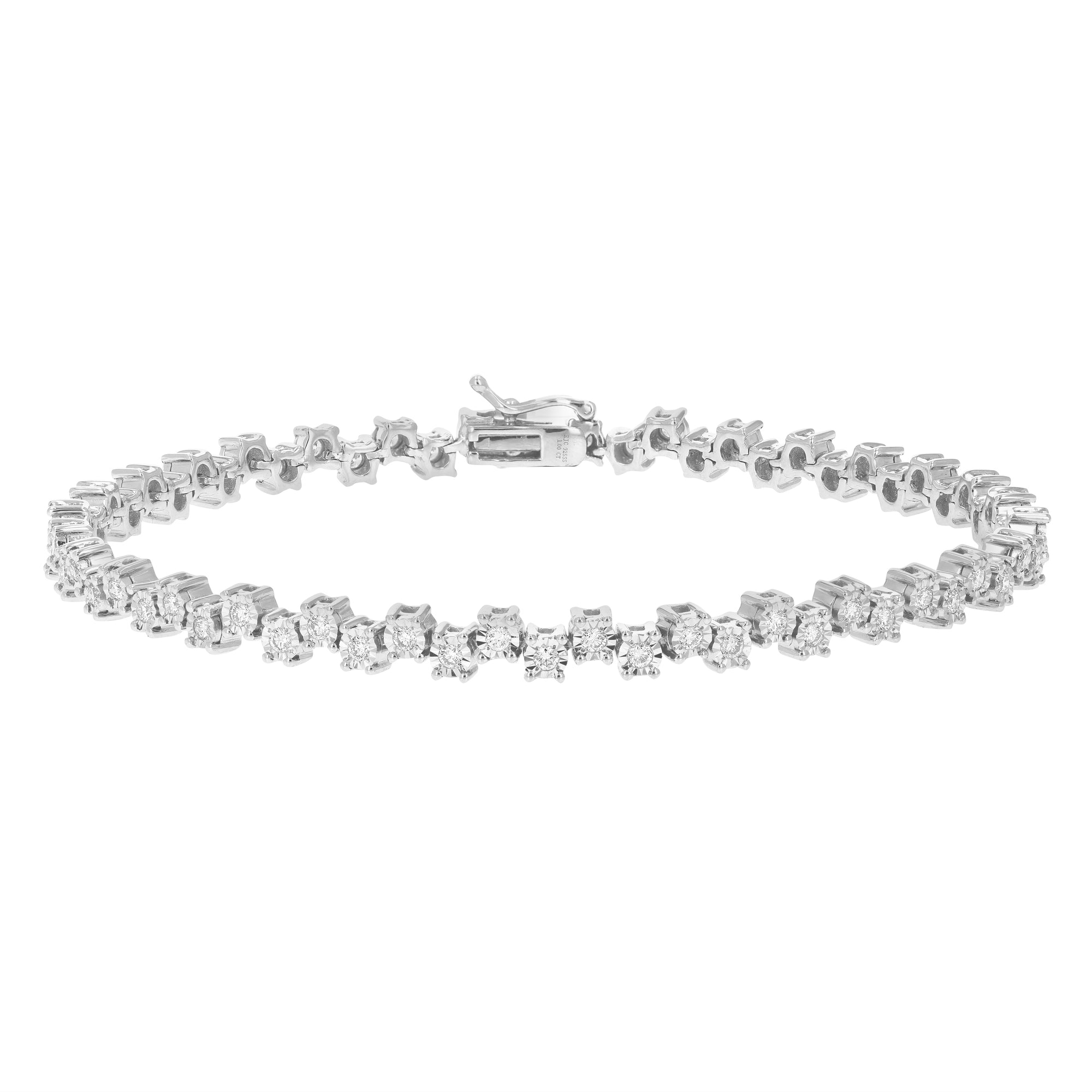 1 cttw Diamond Bracelet for Women, Round Lab Grown Diamond Tennis Bracelet in .925 Sterling Silver, Prong Setting, 7 Inch