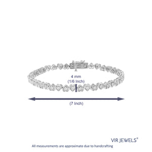 1/4 cttw Diamond Bracelet for Women, Round Lab Grown Diamond Tennis Bracelet in .925 Sterling Silver, Prong Setting, 7 Inch