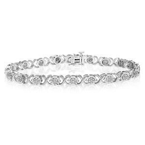 1/2 cttw Diamond Bracelet for Women, Round Lab Grown Diamond Tennis Bracelet in .925 Sterling Silver, Prong Setting, 7 Inch