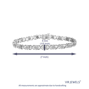 1/2 cttw Diamond Bracelet for Women, Round Lab Grown Diamond Tennis Bracelet in .925 Sterling Silver, Prong Setting, 7 Inch