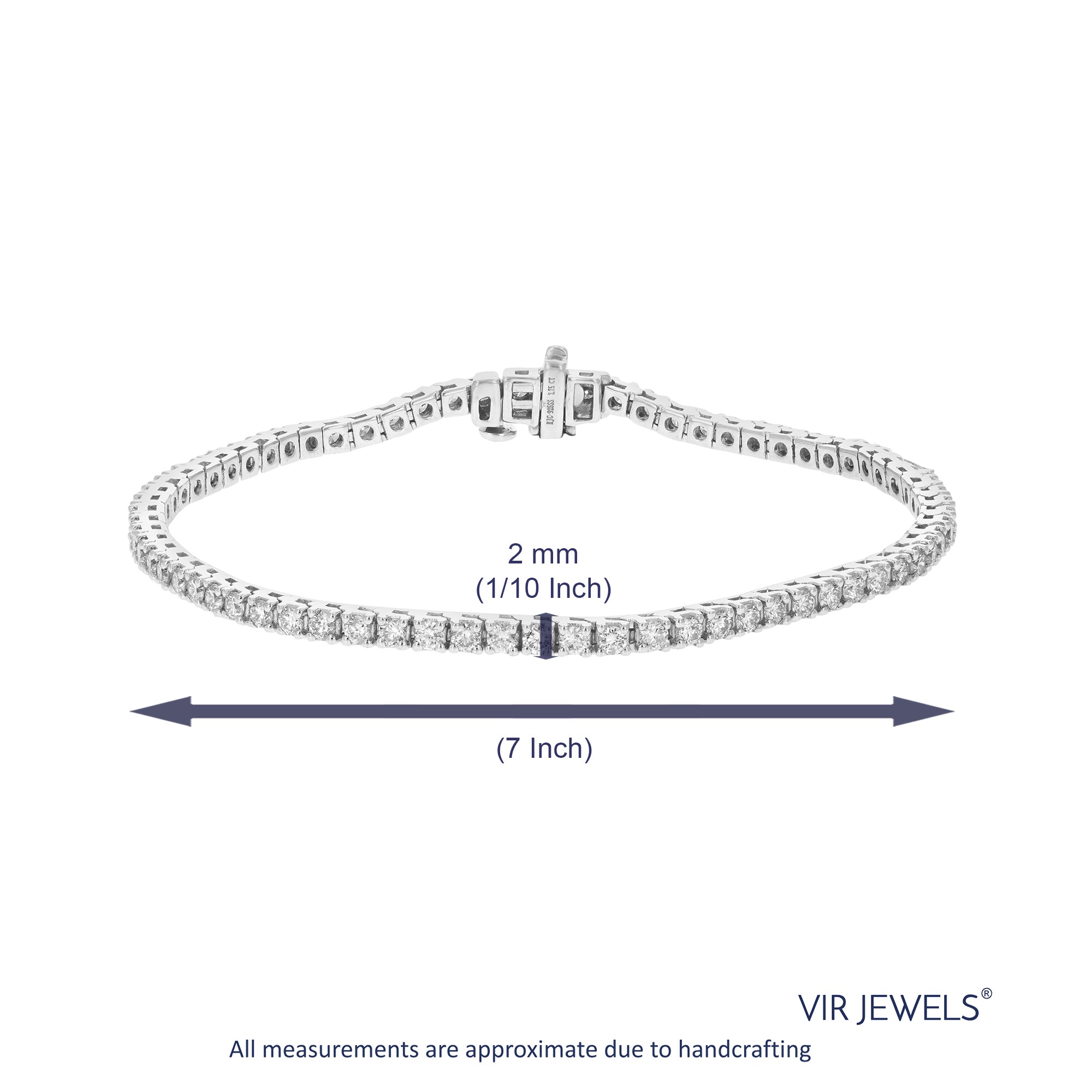 2.75 cttw Diamond Bracelet for Women, Round Lab Grown Diamond Tennis Bracelet in .925 Sterling Silver, Prong Setting, 7 Inch
