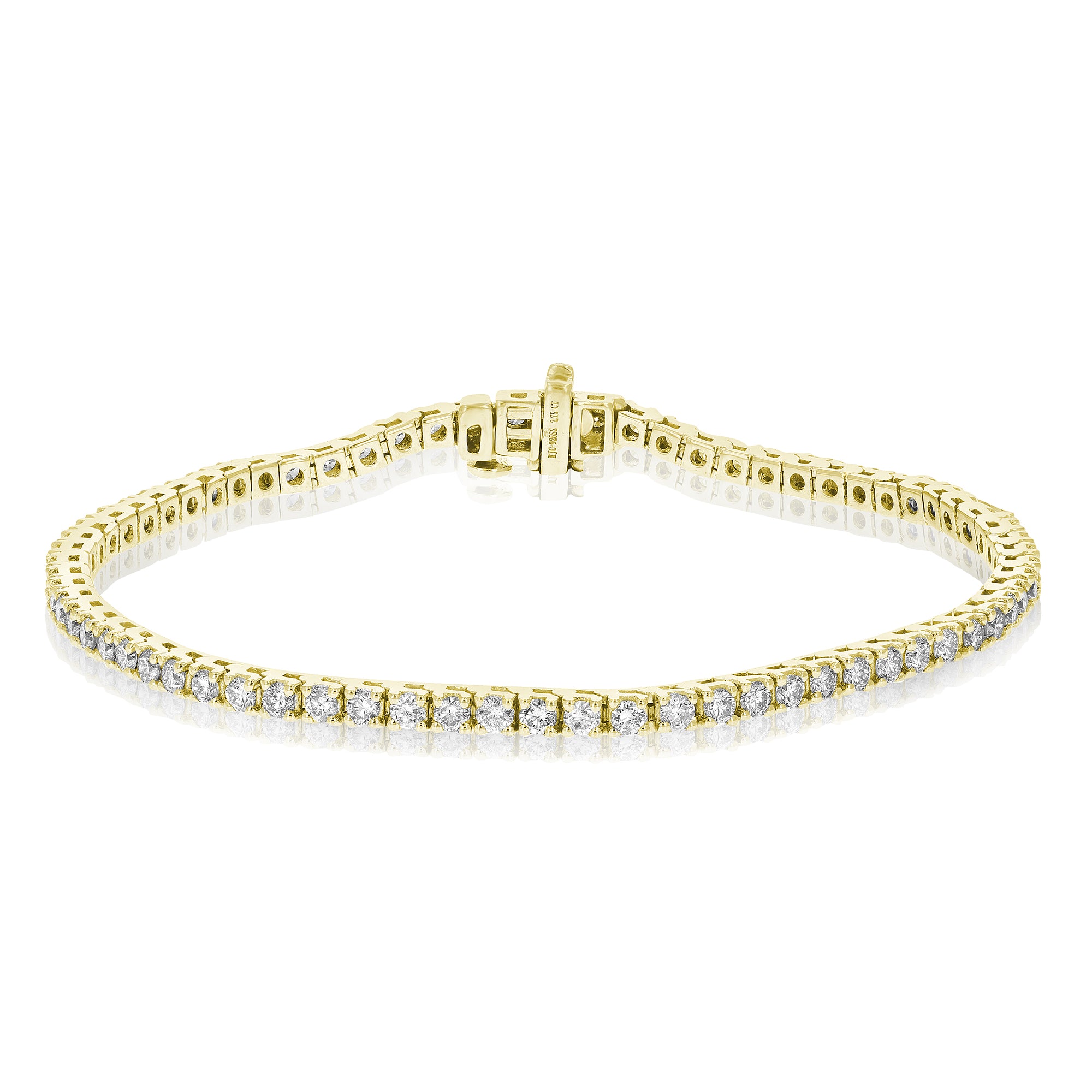 4 cttw Lab Grown Diamond Tennis Bracelet in 14K Yellow Gold Classic Prong Round 7 Inch