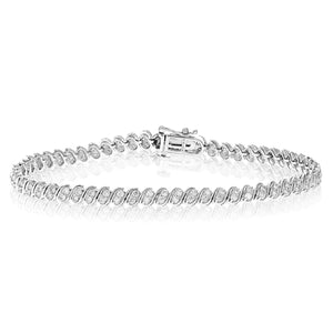 1.50 cttw Diamond Bracelet for Women, Round Natural Diamond Bracelet in 14K White Gold, Prong Setting, 7 Inch
