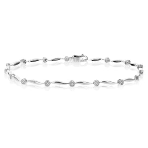1/16 cttw Diamond Bracelet for Women, Round Lab Grown Diamond Bracelet in .925 Sterling Silver, Prong Setting, 7.25 Inch