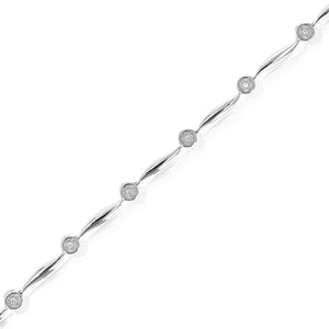 1/16 cttw Diamond Bracelet for Women, Round Lab Grown Diamond Bracelet in .925 Sterling Silver, Prong Setting, 7 Inch