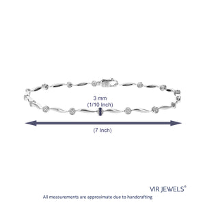 1/16 cttw Diamond Bracelet for Women, Round Lab Grown Diamond Bracelet in .925 Sterling Silver, Prong Setting, 7.25 Inch