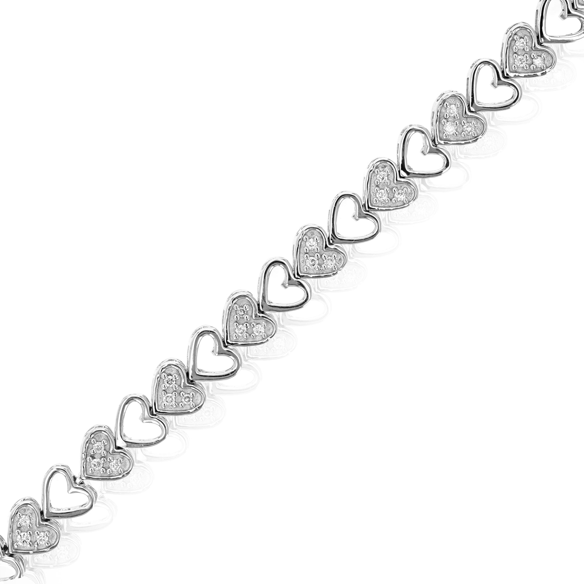 1/4 cttw Diamond Bracelet for Women, Round Lab Grown Diamond Bracelet in .925 Sterling Silver, Prong Setting, 7 Inch