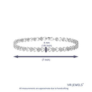1/4 cttw Diamond Bracelet for Women, Round Lab Grown Diamond Bracelet in .925 Sterling Silver, Prong Setting, 7 Inch
