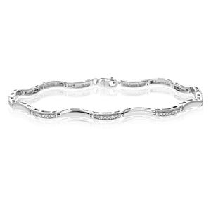 1/8 cttw Diamond Bracelet for Women, Round Lab Grown Diamond Tennis Bracelet in .925 Sterling Silver, Prong Setting, 7.5 Inch