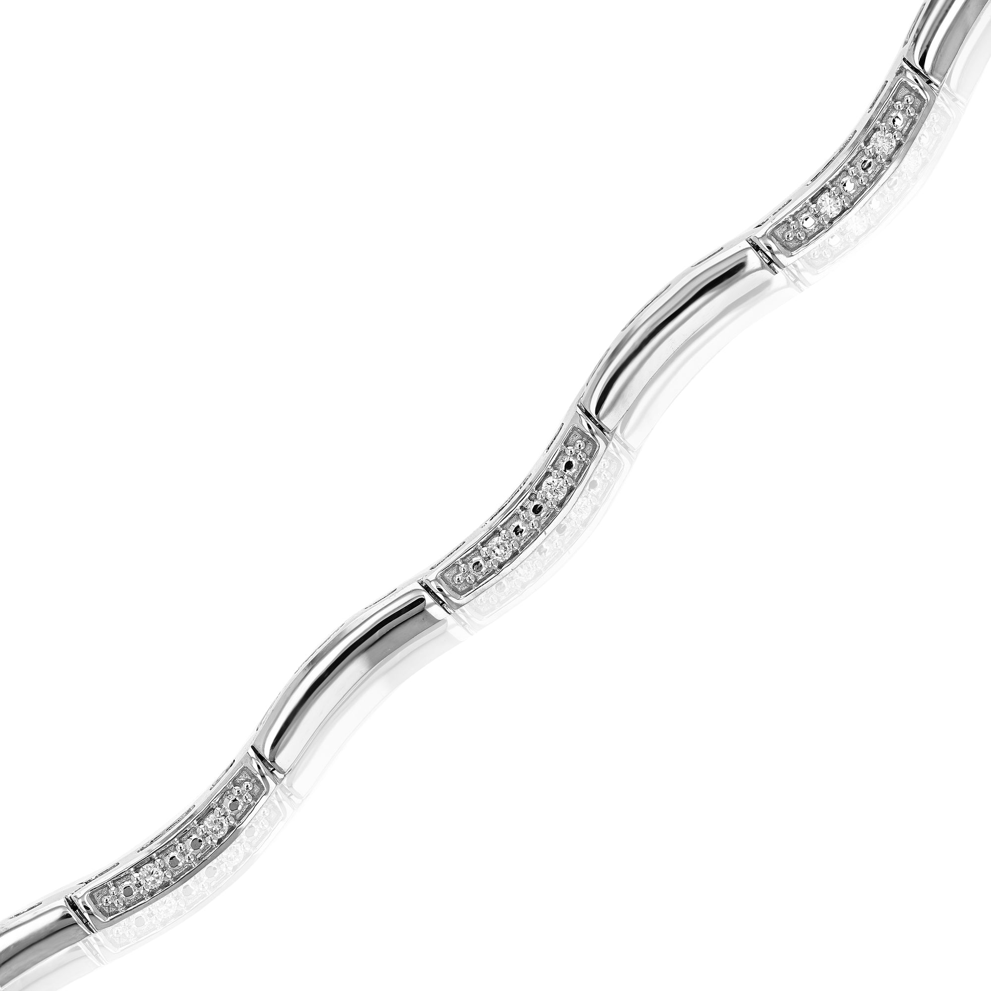 1/8 cttw Diamond Bracelet for Women, Round Lab Grown Diamond Tennis Bracelet in .925 Sterling Silver, Prong Setting, 7.5 Inch