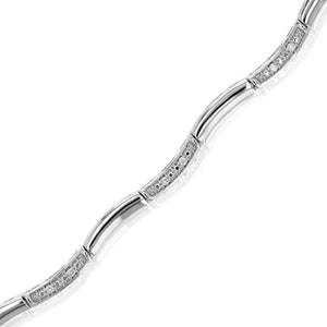 1/8 cttw Diamond Bracelet for Women, Round Lab Grown Diamond Tennis Bracelet in .925 Sterling Silver, Prong Setting, 7.5 Inch