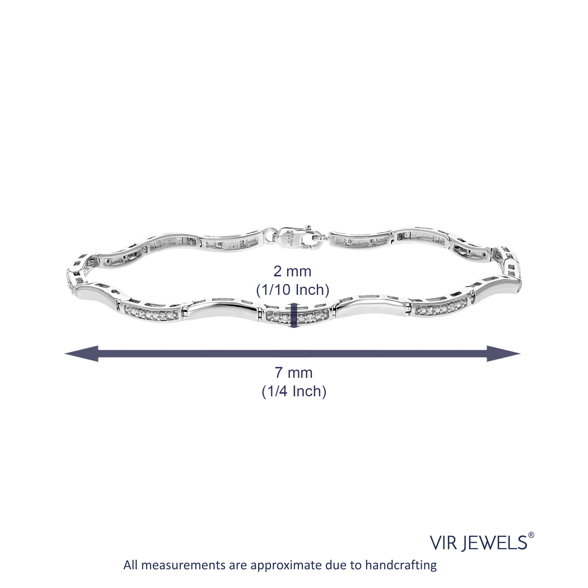 1/8 cttw Diamond Bracelet for Women, Round Lab Grown Diamond Tennis Bracelet in .925 Sterling Silver, Prong Setting, 7.5 Inch