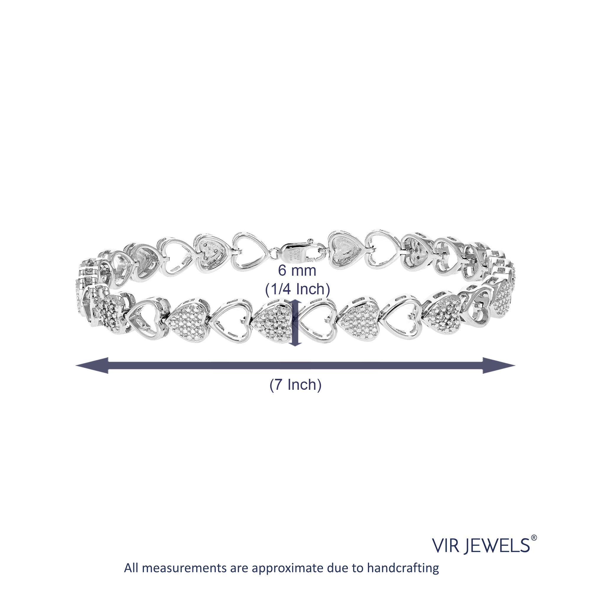 1/6 cttw Diamond Bracelet for Women, Round Lab Grown Diamond Bracelet in .925 Sterling Silver, Prong Setting, 7 Inch