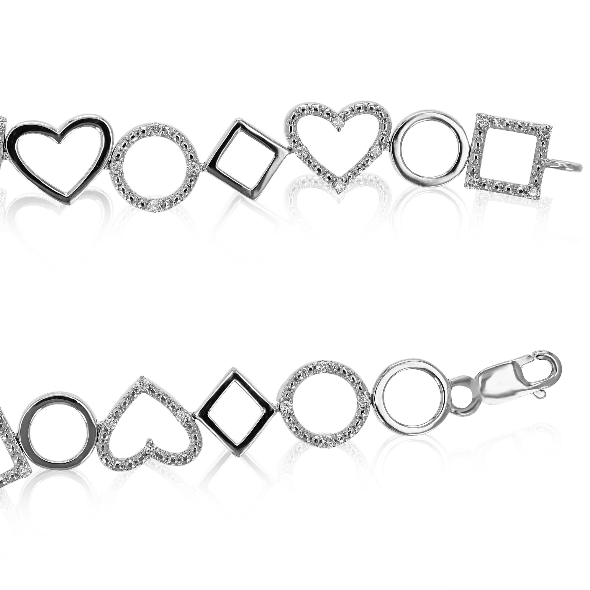 1/3 cttw Diamond Bracelet for Women, Round Lab Grown Diamond Bracelet in .925 Sterling Silver, Prong Setting, 7.5 Inch