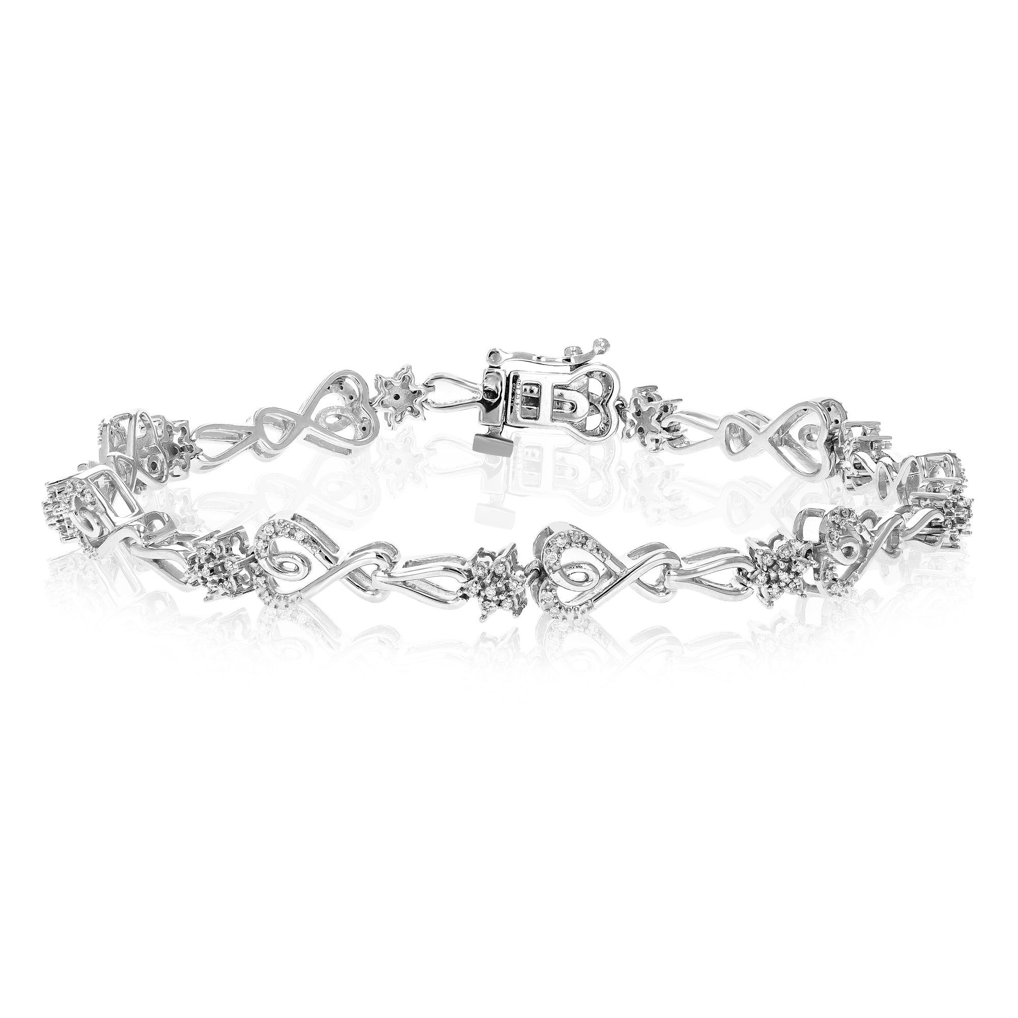 1/4 cttw Diamond Bracelet for Women, Round Lab Grown Diamond Bracelet in .925 Sterling Silver, Prong Setting, 7.15 Inch