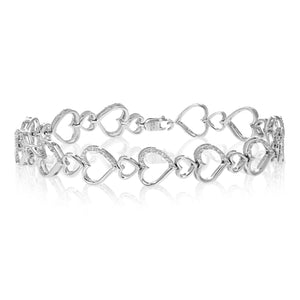 1/8 cttw Diamond Bracelet for Women, Round Lab Grown Diamond Bracelet in .925 Sterling Silver, Prong Setting, 7 Inch