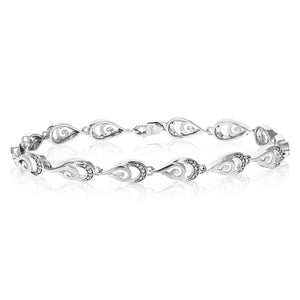 1/8 cttw Diamond Bracelet for Women, Round Lab Grown Diamond Bracelet in .925 Sterling Silver, Prong Setting, 7.5 Inch