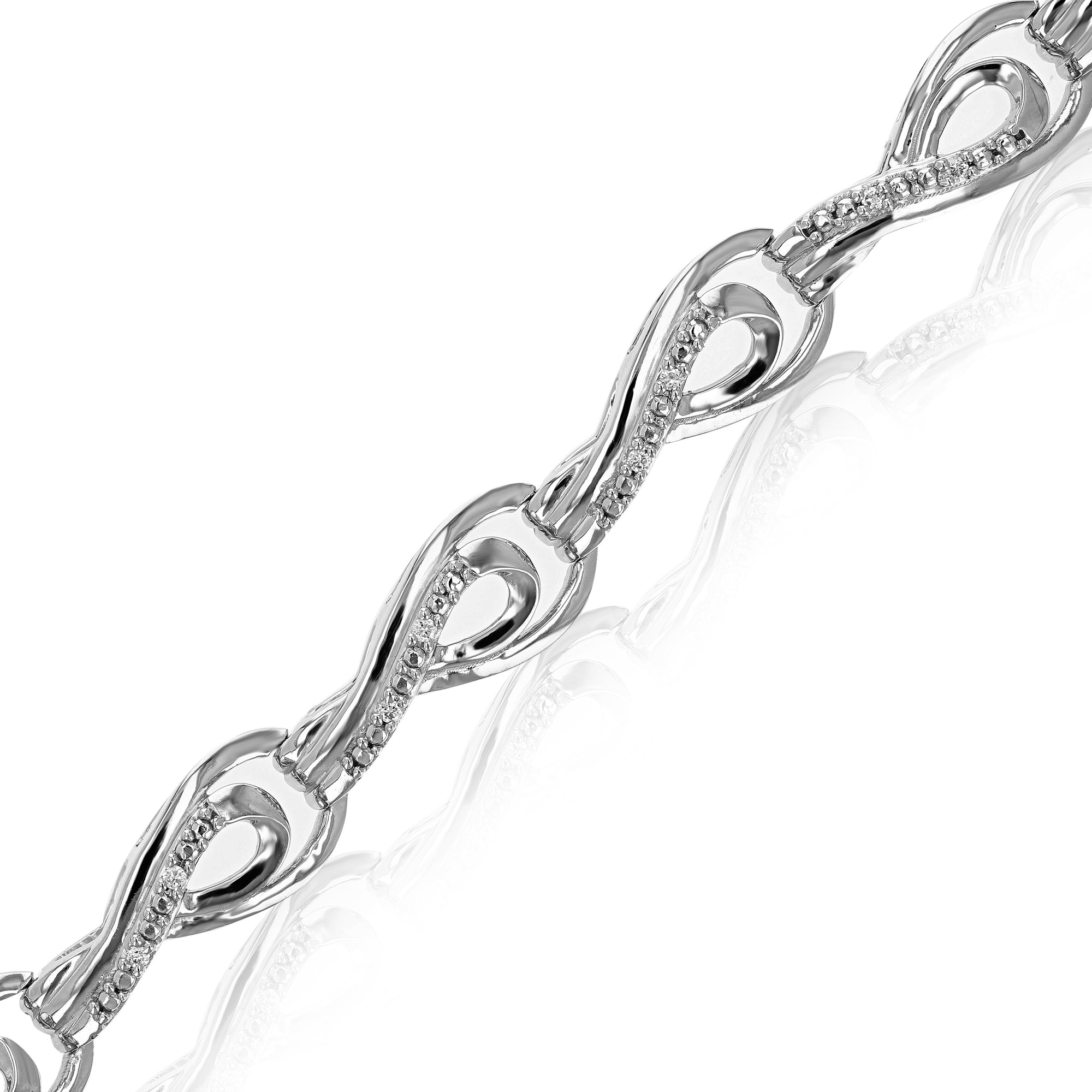 1/8 cttw Diamond Bracelet for Women, Round Lab Grown Diamond Bracelet in .925 Sterling Silver, Prong Setting, 7.25 Inch