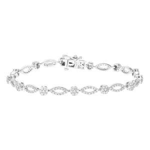 2 cttw Diamond Bracelet for Women, Round Lab Grown Diamond Tennis Bracelet in .925 Sterling Silver, Prong Setting, 7 Inch