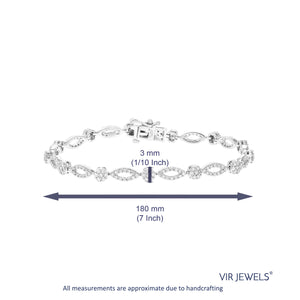 2 cttw Diamond Bracelet for Women, Round Lab Grown Diamond Tennis Bracelet in .925 Sterling Silver, Prong Setting, 7 Inch