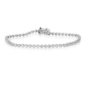 2 cttw 57 Stones Round Diamond Bracelet 14K White Gold Prong Set 7 Inch