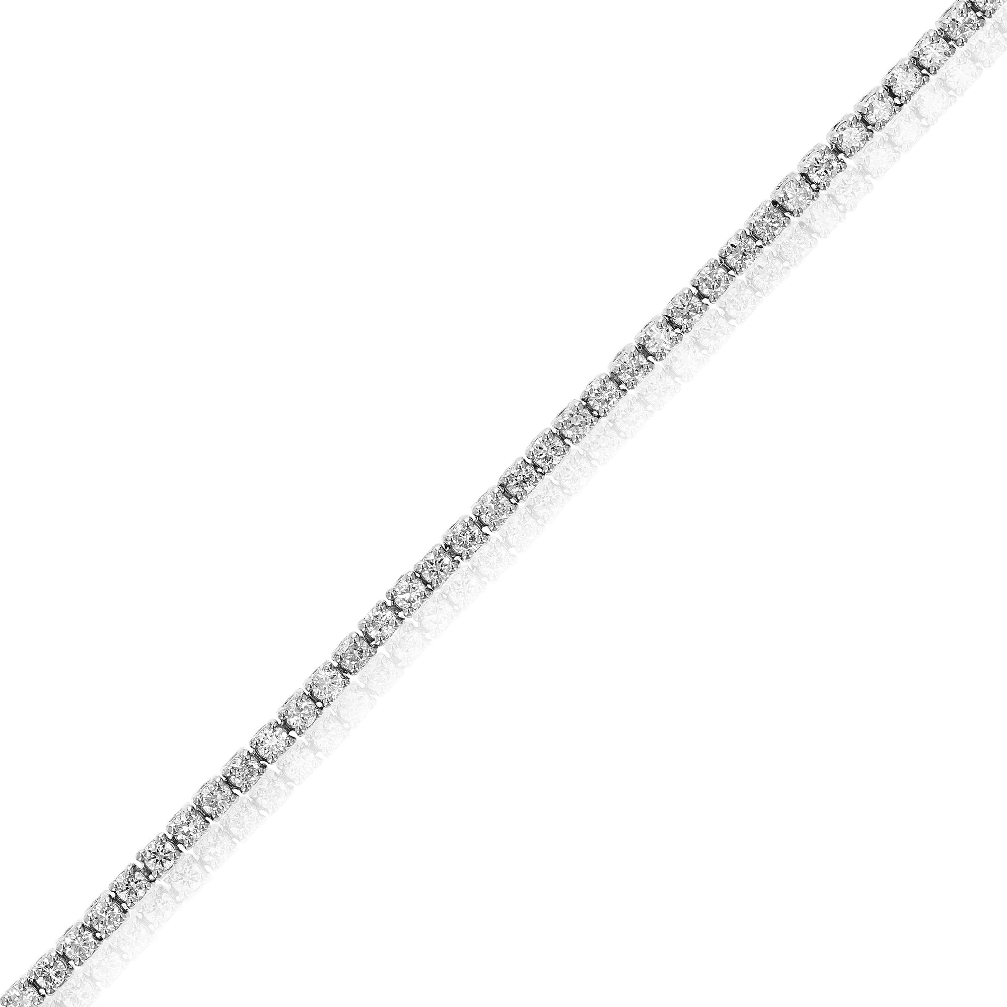 1 cttw Diamond Bracelet for Women, Round Lab Grown Diamond Bracelet 14K White Gold in Prong Setting, 7 Inch