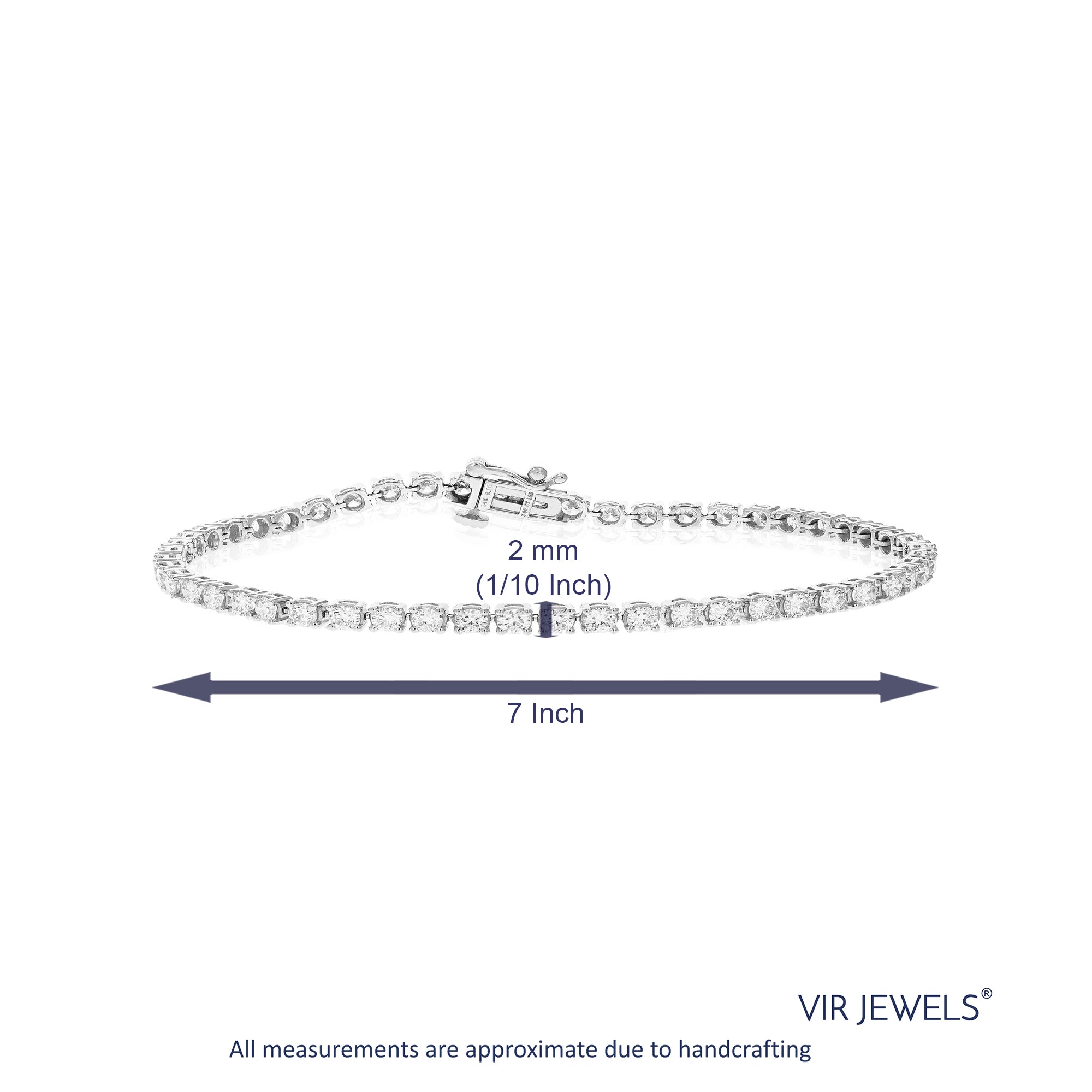 2 cttw 67 Stones Round Lab Grown Diamond Bracelet 14K White Gold Prong Set 7 Inch
