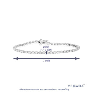 2 cttw 67 Stones Round Lab Grown Diamond Bracelet 14K White Gold Prong Set 7 Inch
