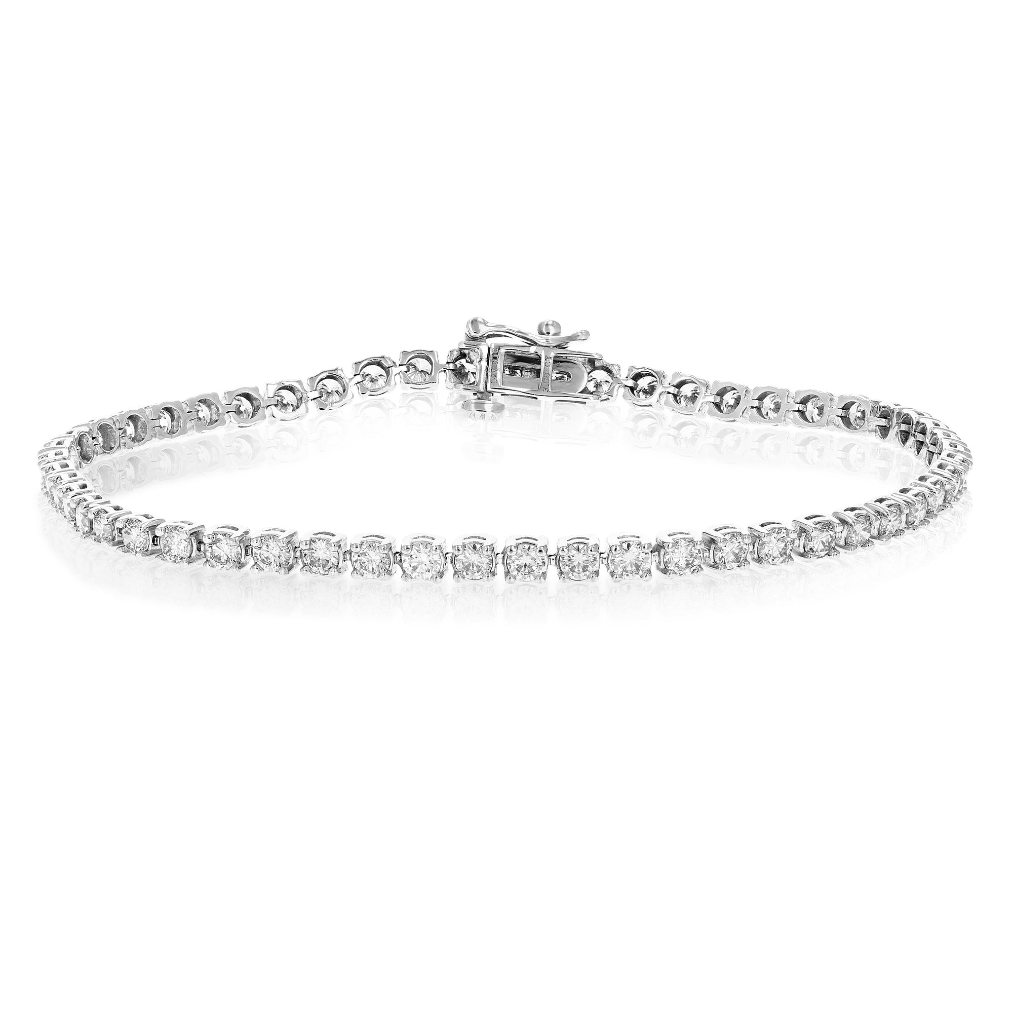 3 cttw 53 Stones Round Lab Grown Diamond Bracelet 14K White Gold Prong Set 7 Inch