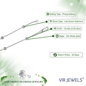 1/5 cttw 7 Stones Round Lab Grown Diamond Bracelet 14K White Gold Prong Set 7.25 Inch